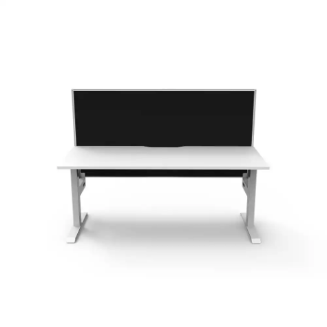 Picture of RAPIDLINE BOOST STATIC SINGLE SIDED WORKSTATION WITH SCREEN 1200MM NATURAL WHITE TOP / WHITE FRAME / BLACK SCREEN