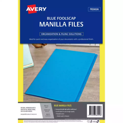 Picture of AVERY 88222 MANILLA FOLDER FOOLSCAP BLUE PACK 20