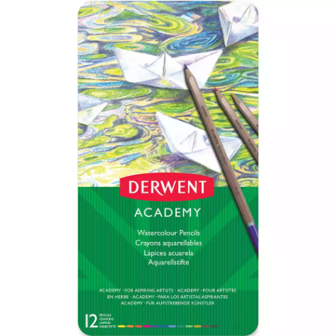 Picture of DERWENT ACADEMY WATERCOLOUR PENCILS ASSORTED TIN 12