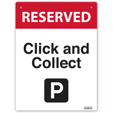 Picture of DURUS WALL SIGN CLICK AND COLLECT PARKING RECTANGLE 225 X 300MM BLACK/RED