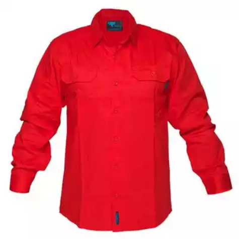 Picture of PRIME MOVER MV278 HI-VIS LIGHTWEIGHT COTTON DRILL SHIRT LONG SLEEVE RED 4XL