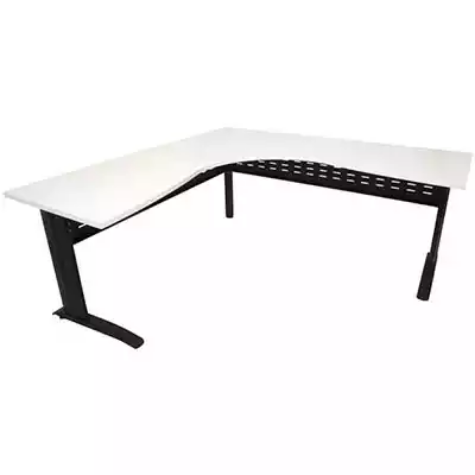 Picture of RAPID SPAN CORNER WORKSTATION WITH METAL MODESTY PANEL 1500 X 1500 X 700MM NATURAL WHITE/BLACK