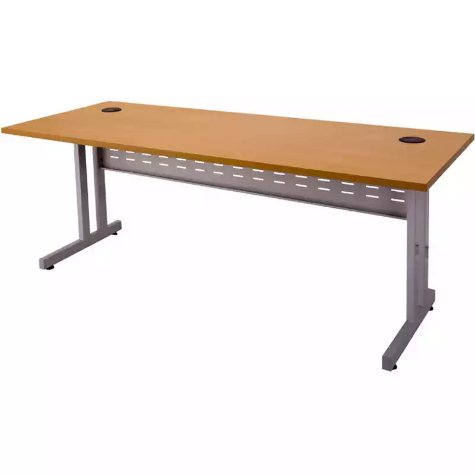 Picture of RAPID SPAN C LEG DESK WITH METAL MODESTY PANEL 1500 X 700MM BEECH/SILVER