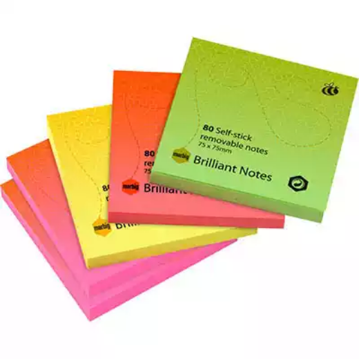 Picture of MARBIG BRILLIANT NOTES REPOSITIONABLE 75 X 75MM ASSORTED PACK 5