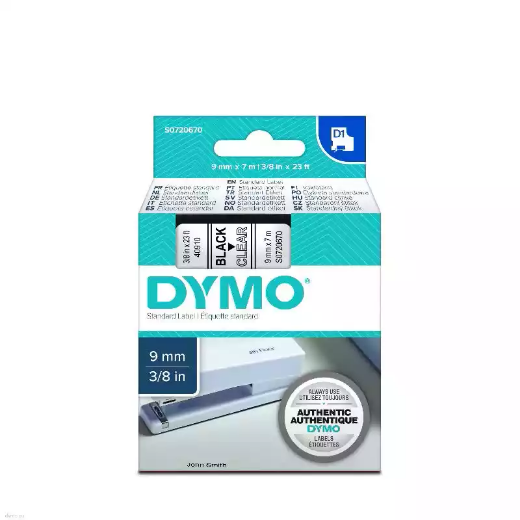 Picture of DYMO 40910 D1 LABELLING TAPE 9MM X 7M BLACK ON CLEAR