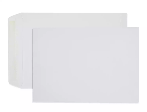 Picture of CUMBERLAND ENVELOPES POCKET PLAINFACE STRIP SEAL 100GSM 380 X 255MM WHITE BOX 250