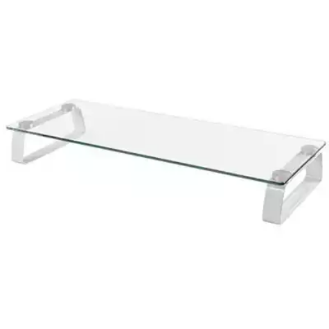 Picture of BRATECK UNIVERSAL TEMPERED GLASS MONITOR RISER WHITE