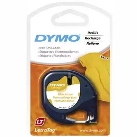 Picture of DYMO 18771 LETRATAG LABELLING TAPE IRON ON 12MM X 2M BLACK ON WHITE