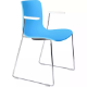 Picture of DAL ACTI CHAIR SLED BASE ARMS WHITE ARM-PADS AND CHROME FRAME OCEAN BLUE POLYPROP SHELL