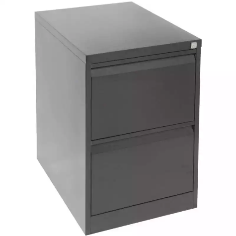 Picture of GO STEEL FILING CABINET 2 DRAWERS 460 X 620 X 705MM BLACK RIPPLE