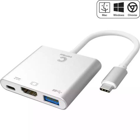 Picture of COMSOL USB-C MALE TO HDMI / USB 3.0 / USB-C ADAPTER SILVER