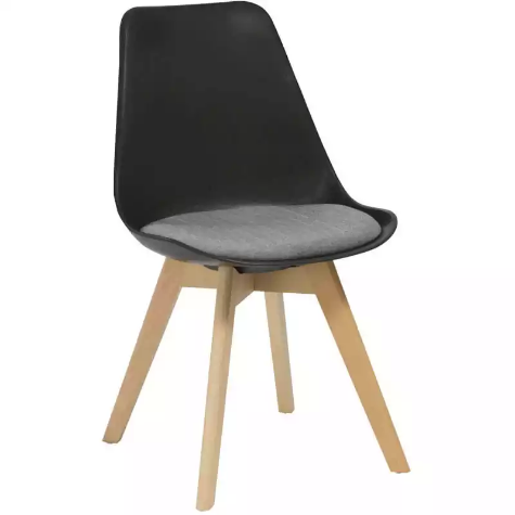 Picture of RAPIDLINE VIRGO BREAK OUT CHAIR OAK COLOURED TIMBER LEG WITH POLYPROPYLENE SHELL SEAT BLACK/GREY