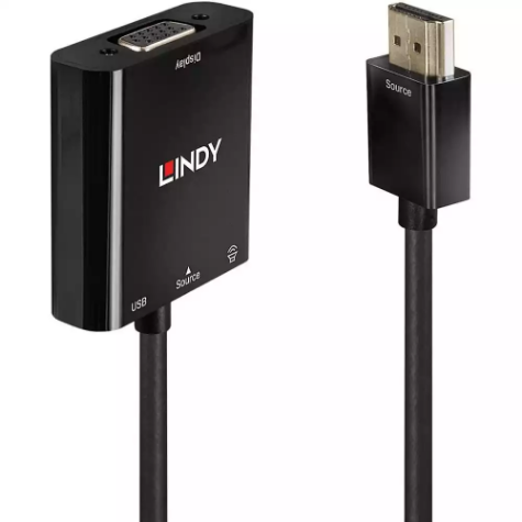 Picture of LINDY 38285 ADAPTER CONVERTER HDMI TO VGA AND AUDIO 100MM BLACK