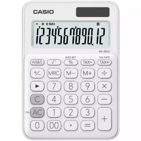 Picture of CASIO MS-20UCWE MINI DESKTOP CALCULATOR 12 DIGIT WHITE