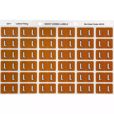 Picture of AVERY 43312 LATERAL FILE LABEL SIDE TAB COLOUR CODE L 25 X 38MM MUSTARD PACK 180