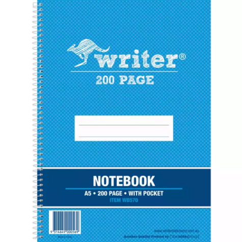 Picture of WRITER SPIRAL NOTEBOOK 200 PAGE 60GSM A5