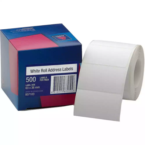 Picture of AVERY 937103 ADDRESS LABEL 36 X 63MM ROLL WHITE BOX 500