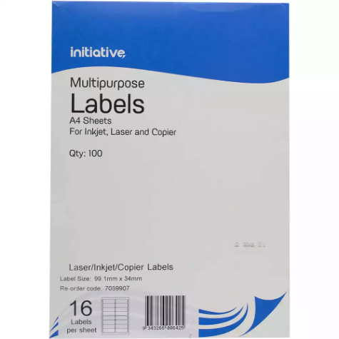 Picture of INITIATIVE MULTI-PURPOSE LABELS 16UP 99.1 X 34MM PACK 100