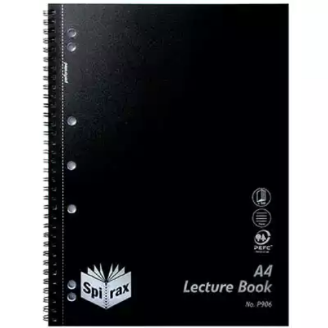 Picture of SPIRAX P906 LECTURE BOOK 7MM RULED 7 HOLE PUNCHED WIRO BOUND A4 BLACK