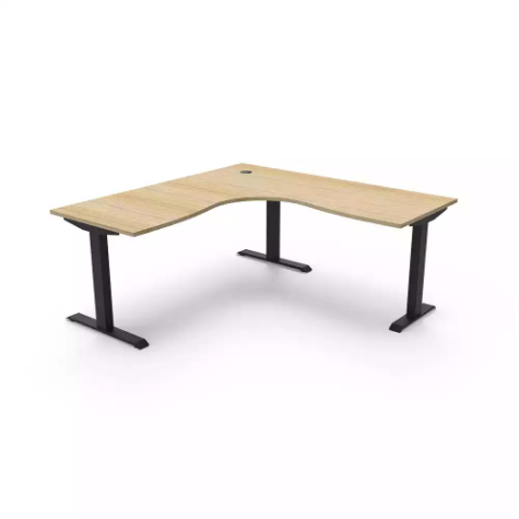 Picture of RAPIDLINE BOOST STATIC CORNER WORKSTATION 1800 X 1500MM NATURAL OAK TOP / BLACK FRAME