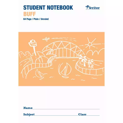 Picture of WRITER STUDENT NOTEBOOK PLAIN 64 PAGE 250 X 175MM BUFF