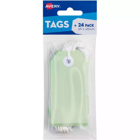 Picture of AVERY 13203 SWING TAGS WITH STRING 96 X 48MM GREEN PACK 24