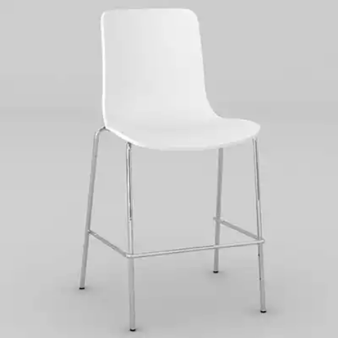 Picture of DAL ACTI CHAIR 4-LEG LOW BARSTOOL CHROME FRAME WHITE SHELL