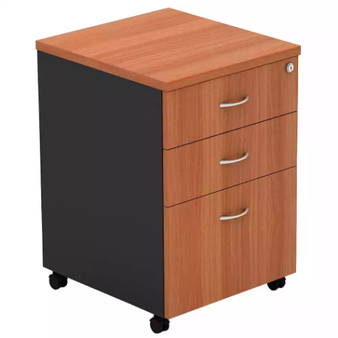 Picture of OM MOBILE PEDESTAL 3-DRAWER LOCKABLE 468 X 510 X 685MM CHERRY/CHARCOAL