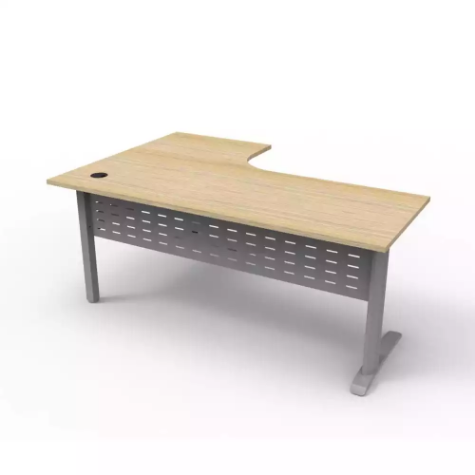 Picture of RAPID SPAN DELUXE CORNER WORKSTATION WITH METAL MODESTY PANEL 1800 X 1200 X 730MM NATURAL OAK/SILVER