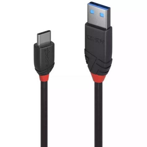 Picture of LINDY 36917 BLACK LINE USB-C TO USB-A 3A CABLE 1.5M BLACK