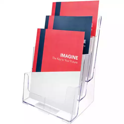 Picture of DEFLECTO BROCHURE HOLDER 3-TIER A4 CLEAR