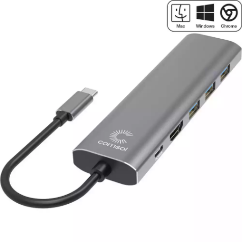 Picture of COMSOL USB-C MULTIPORT ADAPTER 4K HDMI WITH USB-C PD POWER BLACK