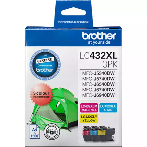 Picture of BROTHER LC432XL INK CARTRIDGE HIGH YIELD VALUE PACK CYAN/MAGENTA/YELLOW