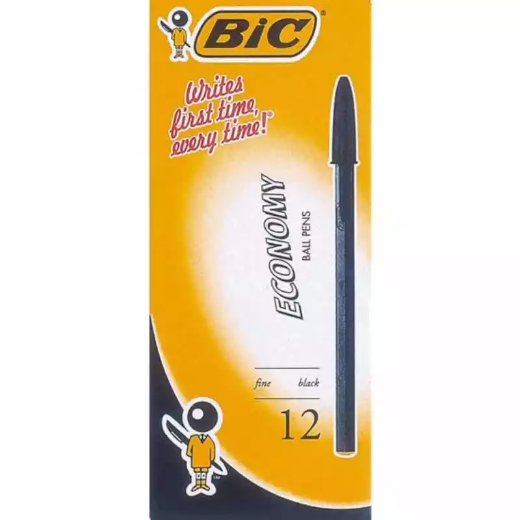 Picture of BIC ECONOMY BALLPOINT PENS MEDIUM BLACK BOX 12