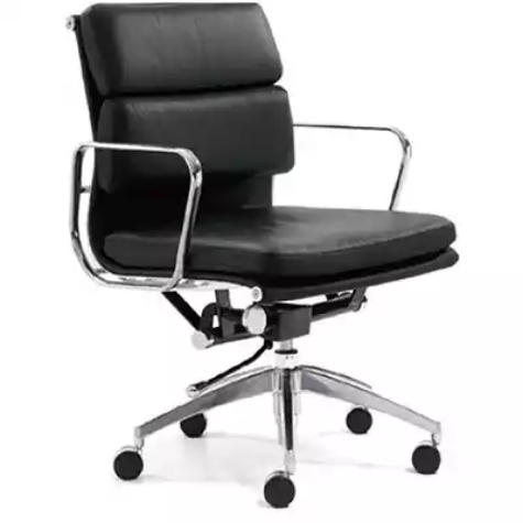 Picture of MANTA MANAGERS CHAIR MEDIUM BACK ARMS LEATHER BLACK