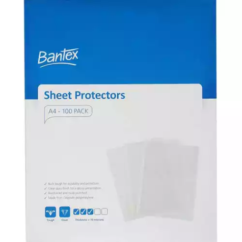 Picture of BANTEX TOUGH SHEET PROTECTORS 70 MICRON A4 CLEAR BOX 100