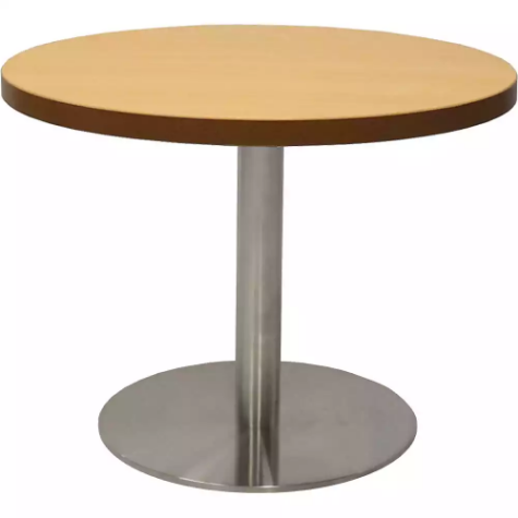 Picture of RAPIDLINE CIRCULAR COFFEE TABLE 600 X 425MM BEECH COLOURED TABLE TOP / STAINLESS STEEL BASE