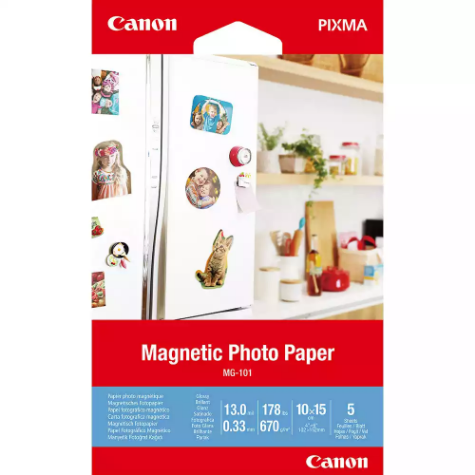 Picture of CANON MG-101 MAGNETIC PHOTO PAPER 670GSM 4 X 6 INCH WHITE PACK 5