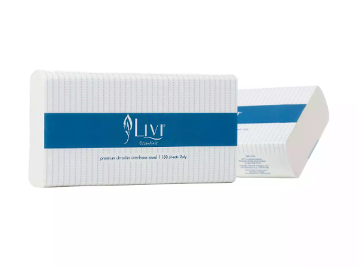 Picture of LIVI ESSENTIALS ULTRASLIM HAND TOWEL 2-PLY 150 SHEET 230 X 240MM CARTON 16