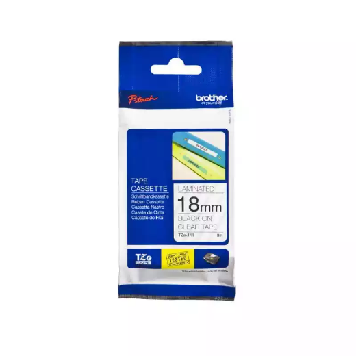 Picture of BROTHER TZE-141 LAMINATED LABELLING TAPE 18MM BLACK ON CLEAR