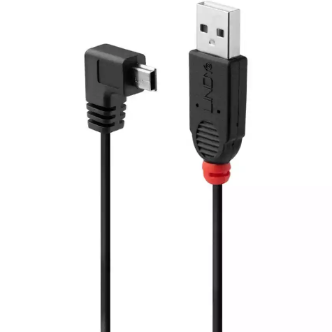 Picture of LINDY 31971 USB-A TO MINI USB-B 2.0 90-DEGREE CABLE 1M BLACK