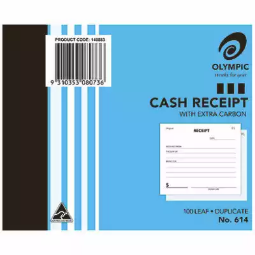 Picture of OLYMPIC 614 CASH RECEIPT BOOK CARBON DUPLICATE 100 LEAF 100 X 125MM