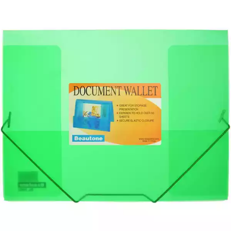 Picture of BEAUTONE COOL FROST DOCUMENT WALLET A4 TRANSPARENT GREEN