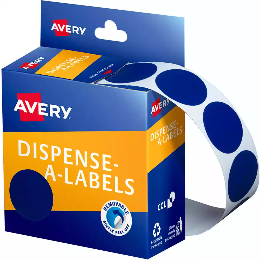 Picture of AVERY 937244 ROUND LABEL DISPENSER 24MM BLUE BOX 500