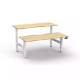 Picture of RAPIDLINE BOOST CRANK BACK TO BACK WORKSTATION 1500 X 1500 X 705MM NATURAL OAK TOP AND WHITE SATIN FRAME