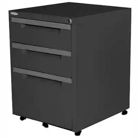 Picture of STEELCO MOBILE PEDESTAL 3-DRAWER LOCKABLE 630 X 470 X 515MM BLACK RIPPLE