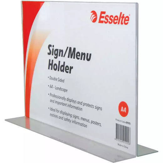 Picture of ESSELTE SIGN / MENU HOLDER DOUBLE SIDED LANDSCAPE A4 CLEAR