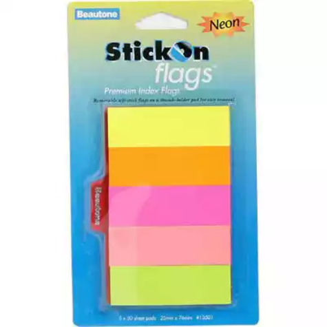 Picture of STICK-ON FLAGS 50 SHEETS 25 X 76MM NEON ASSORTED PACK 5