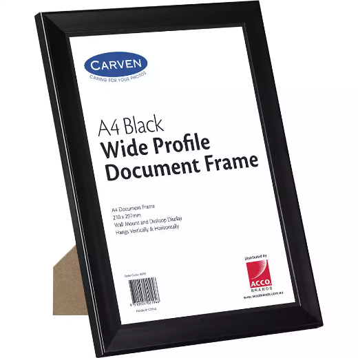 Picture of CARVEN DOCUMENT FRAME WIDE PROFILE A4 BLACK