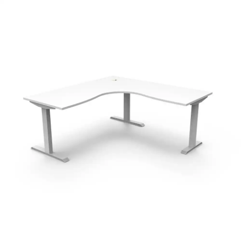 Picture of RAPIDLINE BOOST STATIC CORNER WORKSTATION 1800 X 1500MM NATURAL WHITE TOP / WHITE FRAME